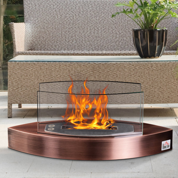 Metal BioEthanol Outdoor Tabletop Fireplace with Flame Guard